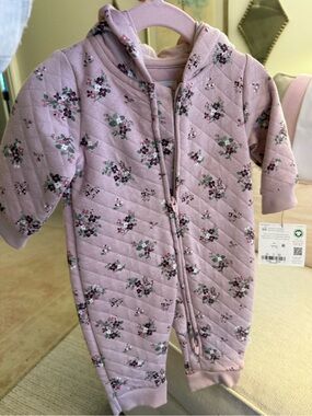 Carter's Quilted Floral Hooded Baby Jacket - Light Mauve